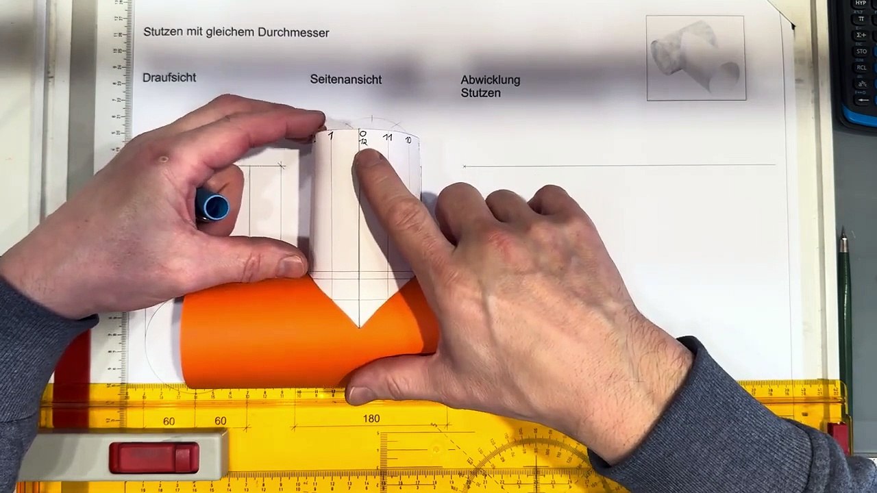 Blechabwicklung_ Stutzen 90Grad mit gleichem Durchmesser