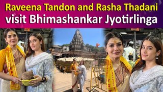 Raveena Tandon and Rasha Thadani visit Bhimashankar Jyotirlinga Temple