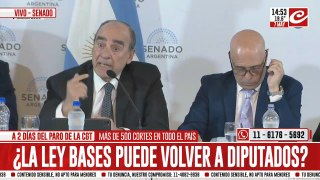 Guillermo Francos y otros funcionarios exponen en el comienzo del debate de la Ley Bases en el Senado
