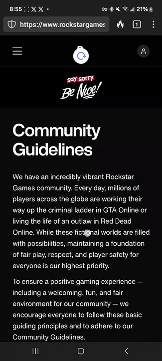 manualsideline - look at the Rockstar game Comunity Guideline