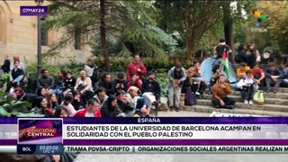 Estudiantes universitarios españoles mantienen acampada en solidaridad con Palestina