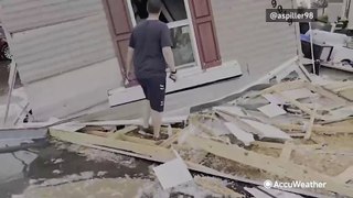 Walkthrough shows destruction left behind by tornado in Michigan