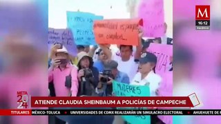 Claudia Sheinbaum atiende a policías de Campeche