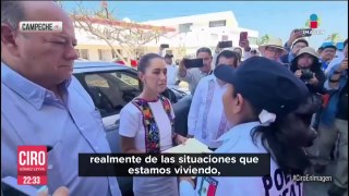 Policías de Campeche protestaron durante la visita de Claudia Sheinbaum