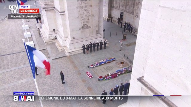 Commémorations du 8-Mai: la sonnerie Aux Morts retentit à l'Arc de Triomphe