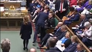 Moment Tory MP Natalie Elphicke walks across Commons floor to join Labour minutes before PMQs