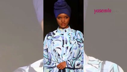 Tesettür mayo defilesinde Halima Aden rüzgarı! Koleksiyonu böyle tanıttı