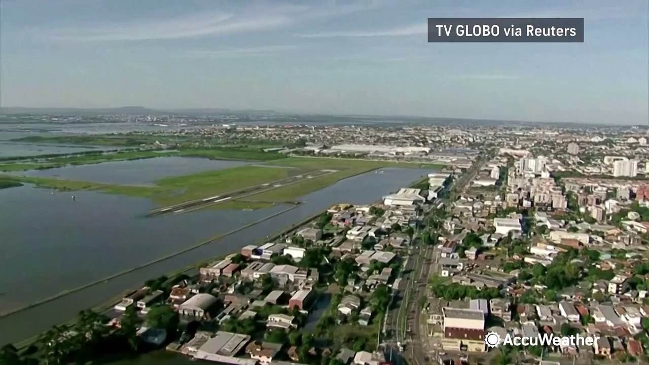 Brazil airport runways and planes submerged by devastating flooding