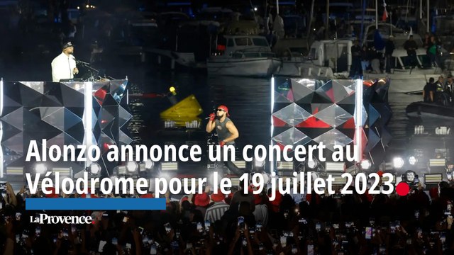 Alonzo annonce un concert au Vélodrome pour le 19 juillet 2025, lors de son show au Vieux-Port.