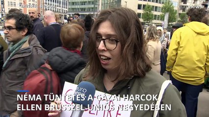 Némán tiltakoztak az uniós tisztviselők Brüsszelben a gázai civilek iránti szolidaritásból