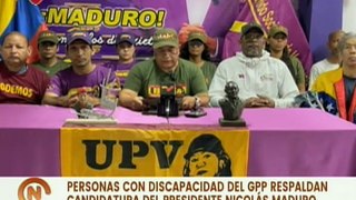 Militantes con discapacidad del GPPSB anuncian su respaldo a la candidatura de Nicolás Maduro