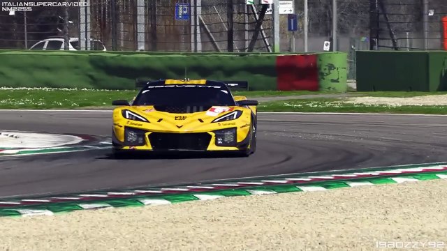TF Sport's Corvette C8 Z06 GT3.Rs testing at Imola_ Start Up, Accelerations _ Flat-Plane V8 Sound!