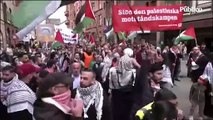 Cien mil personas abarrotan las calles de Malmö, sede del festival de Eurovisión, para apoyar al pueblo palestino.