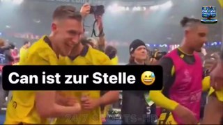 Nico Schlotterbeck Laughs Off His Nasty Fall while Trying to Jump on a Podium During Celebrations