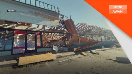 Puting beliung musnahkan bahagian hadapan kedai di Michigan