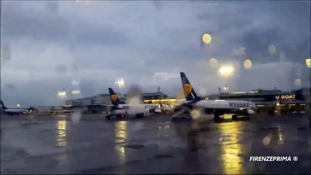 Ryanair takeoff Pisa airport. 09 April 2018