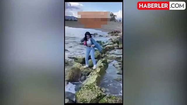 Dilek kağıdı kayalara takılan genç kız, hayatının şokunu yaşadı