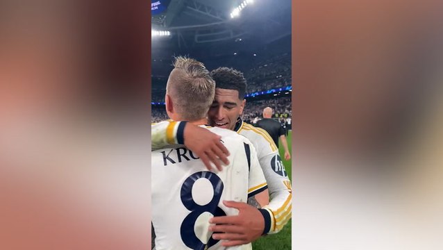Emotional Jude Bellingham embraces Real Madrid teammates after reaching Champions League final