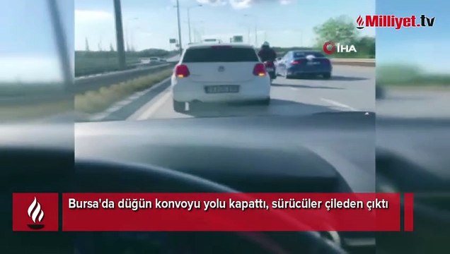 Düğün konvoyu yolu kapattı, sürücüler çileden çıktı
