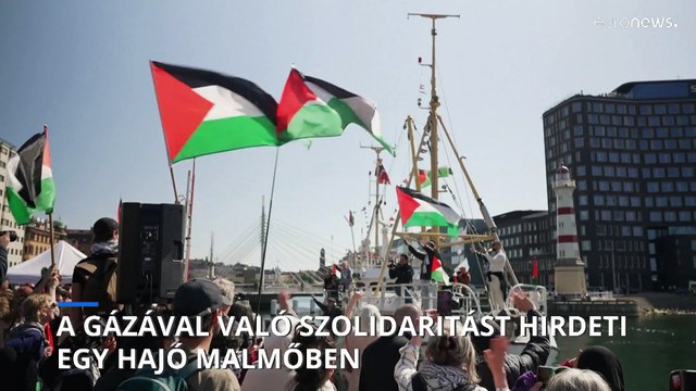 A Gázával való szolidaritást hirdeti egy hajó Malmőben