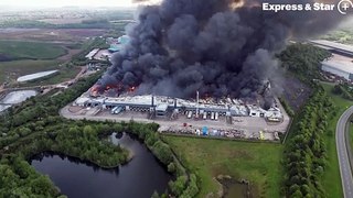 Aerial footage of a huge fire in Cannock this morning.
