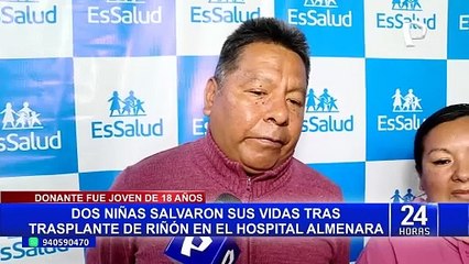 Joven de 18 años dona sus riñones y salva la vida de dos niñas en el Hospital Almenara