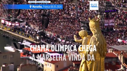 Chama olímpica chegou a Marselha e inicia estafeta rumo a Paris