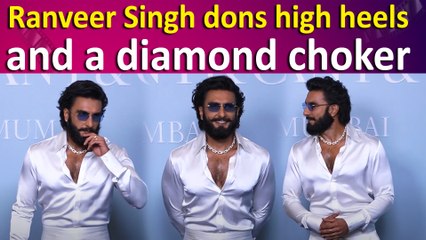 Ranveer Singh Turns Heads in All-White Look with High Heels & Diamond Choker ✨