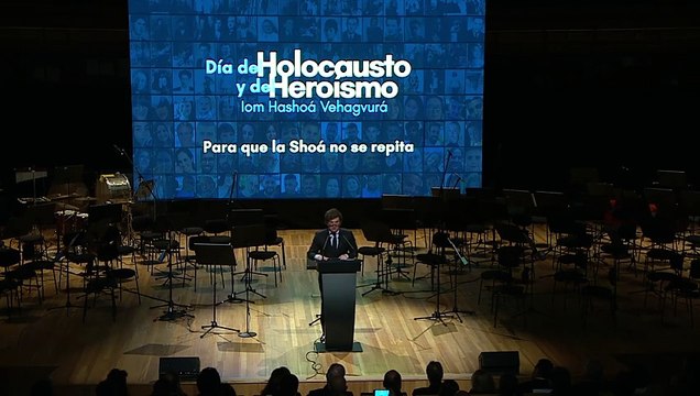 Milei en el acto del Día del Holocausto y el Heroismo