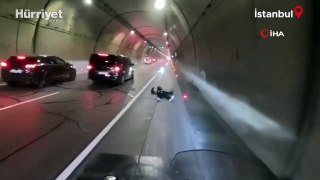 Dolmabahçe Tüneli’nde 'makas' kazası kamerada