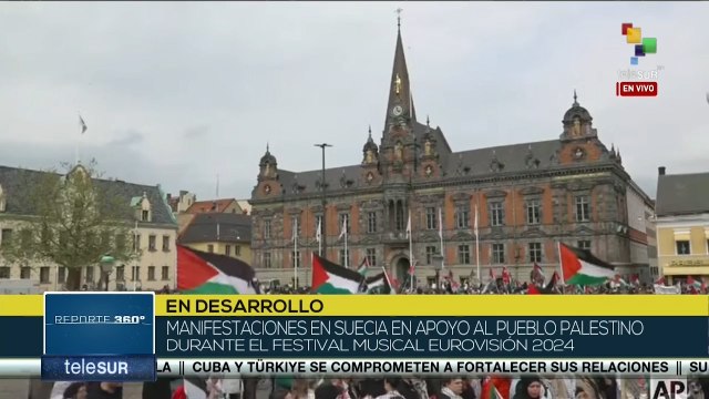 Suecia protesta contra el genocidio israelí durante el Festival de Eurovisión 2024