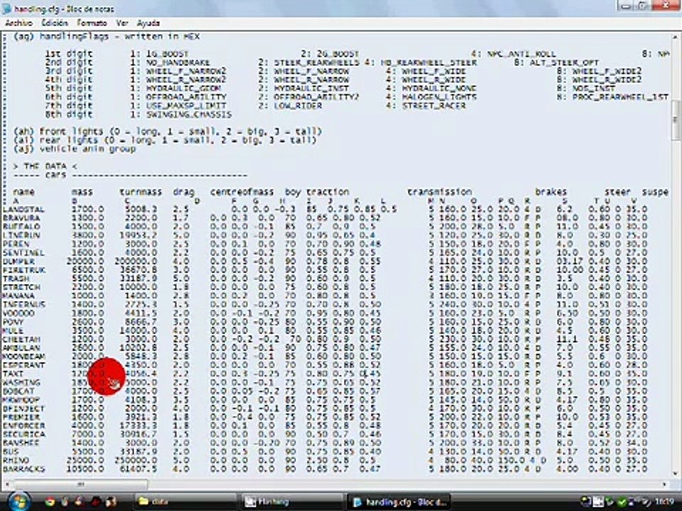 Tutorial - Modificar vehículos en los GTA [handling.cfg y carcols.dat]