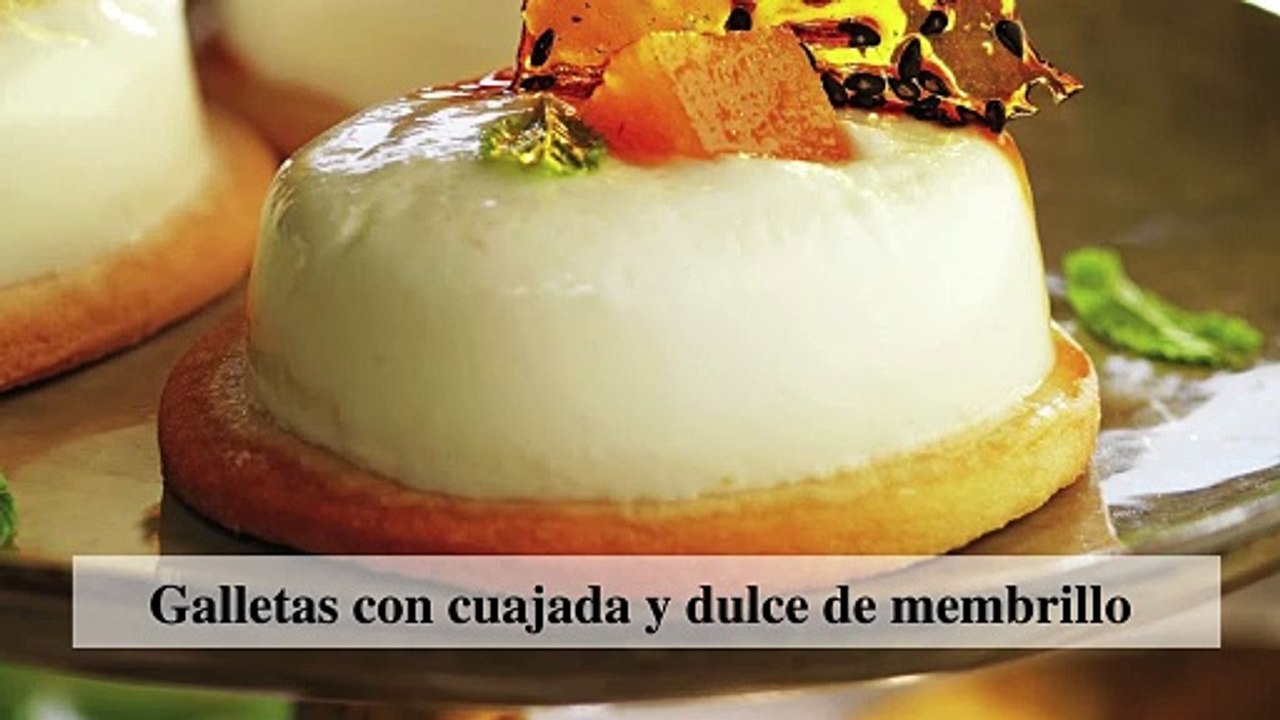 Postre fácil con galletas caseras, cuajada y dulce de membrillo