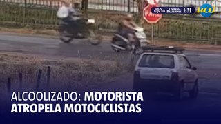 Motorista alcoolizado perde controle de carro e bate em duas motos em Patos de Minas