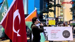 İsrail'in İstanbul Başkonsolosluğu önünde eylem! 'Bu yamyamlar durdurulmalı'
