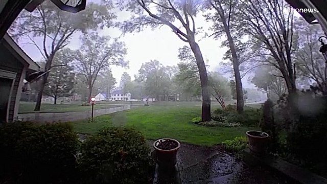 شاهد: لحظة اقتلاع الأشجار واحدة تلو الأخرى بفناء منزل في ميشيغان إثر مرور إعصار مدمّر