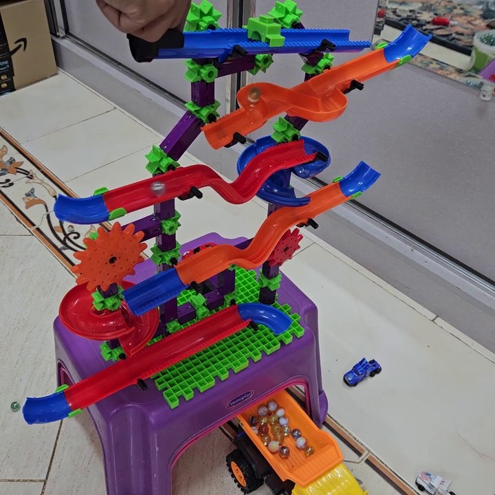 Marble Run Race ASMR Healing  Satisfying Building Block Coaster with Dump Truck marble marblerun
