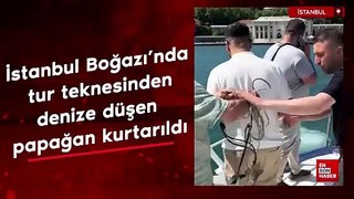 İstanbul Boğazı’nda tur teknesinden denize düşen papağanı kurtardı