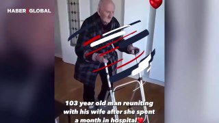 103 Yaşındaki adam aylardır göremediği karısına kavuşunca gözyaşları sel oldu