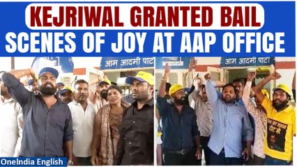 AAP Supporters Celebrate Delhi CM Arvind Kejriwal's Interim Bail Outside Party Office |Oneindia News