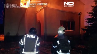 حريق في منطقة سكنية بخاركيف إثر غارة روسية على أوكرانيا