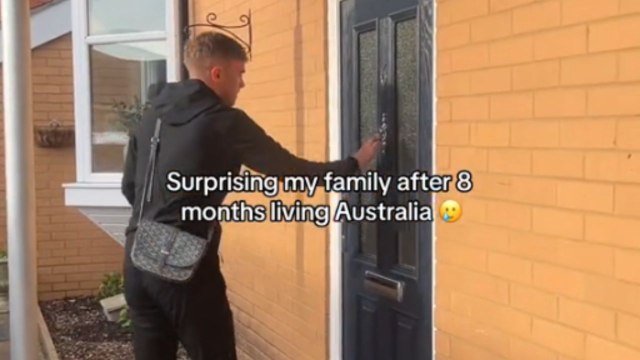 Man's heartwarming homecoming after 8 months abroad leaves family overwhelmed with excitement