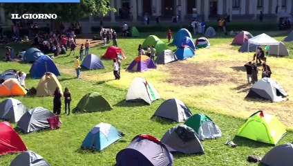 Download Video: Tende in Statale, studenti occupano l'ateneo: ?Fuori Israele dall?universit??