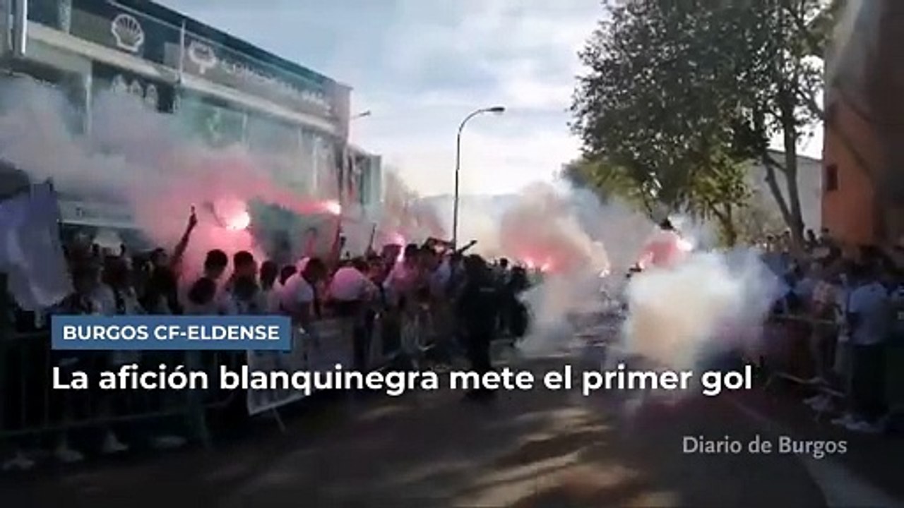 Espectacular recibimiento de la afición al Burgos CF en El Plantío.