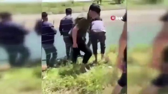 Şanlıurfa'da yüreklerin ağızlara geldiği anlar kamerada...Akıntıya kapılan çocuk son anda kurtarıldı
