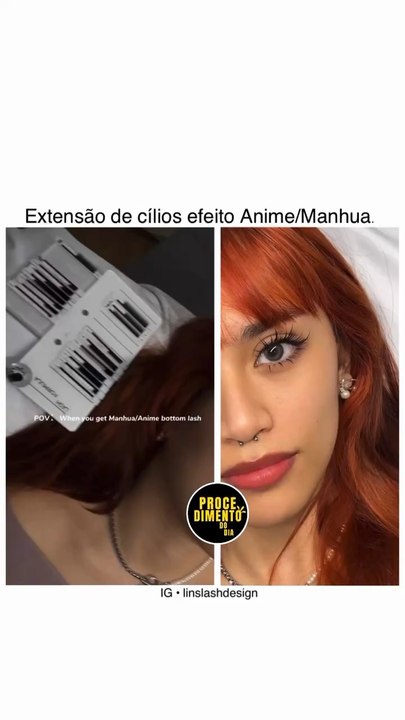 Extensão de cílios efeito Anime/Manhua, design superior e inferior. Vocês gostaram? 