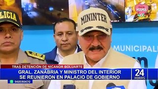 Nicanor Boluarte: comandante General de la PNP y ministro del Interior acuden a Palacio de Gobierno