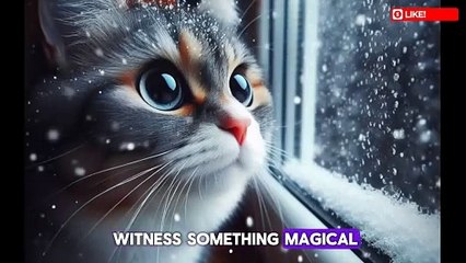 A cat reacts to seeing snow for the first time