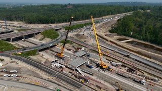 Watch: Drone footage captures scale of M25 closure as new bridge beams installed