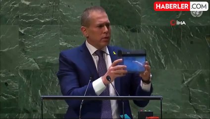 İsrailli diplomat BM'nin kuruluş anlaşması metnini parçaladı